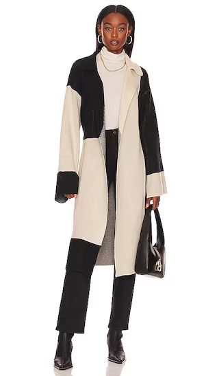 Jaren Color Block Long Cardigan in Black & Ivory | Revolve Clothing (Global)