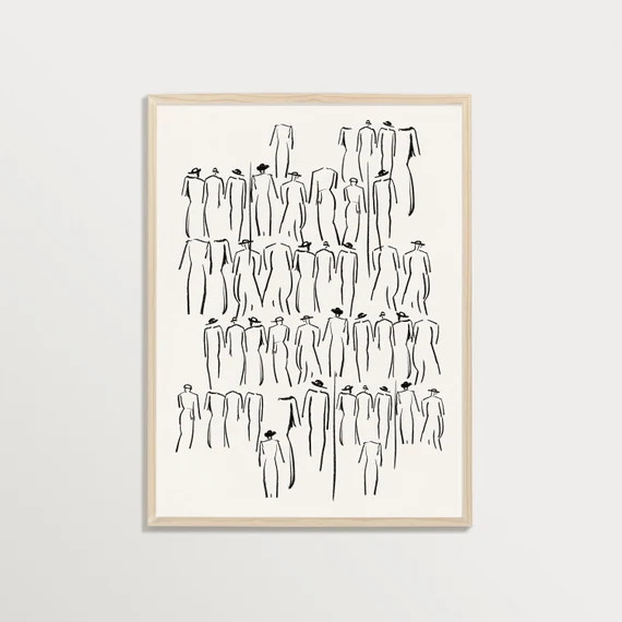 Vintage Drawing  People  Abstract Sketch Art Minimalist | Etsy | Etsy (US)