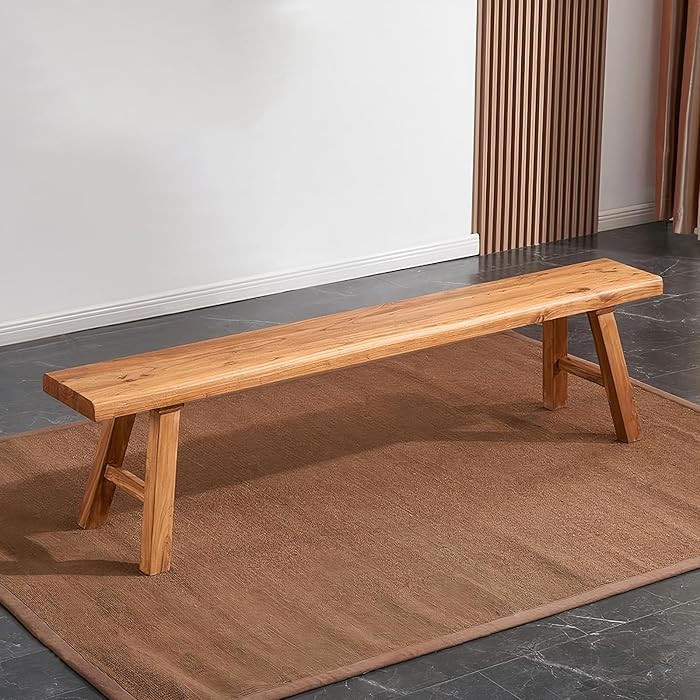 Farmhouse Wood Bench Indoor - 55.2Inch entryway Bench, Natural Solid Wood, Durable and Sturdy, Su... | Amazon (US)