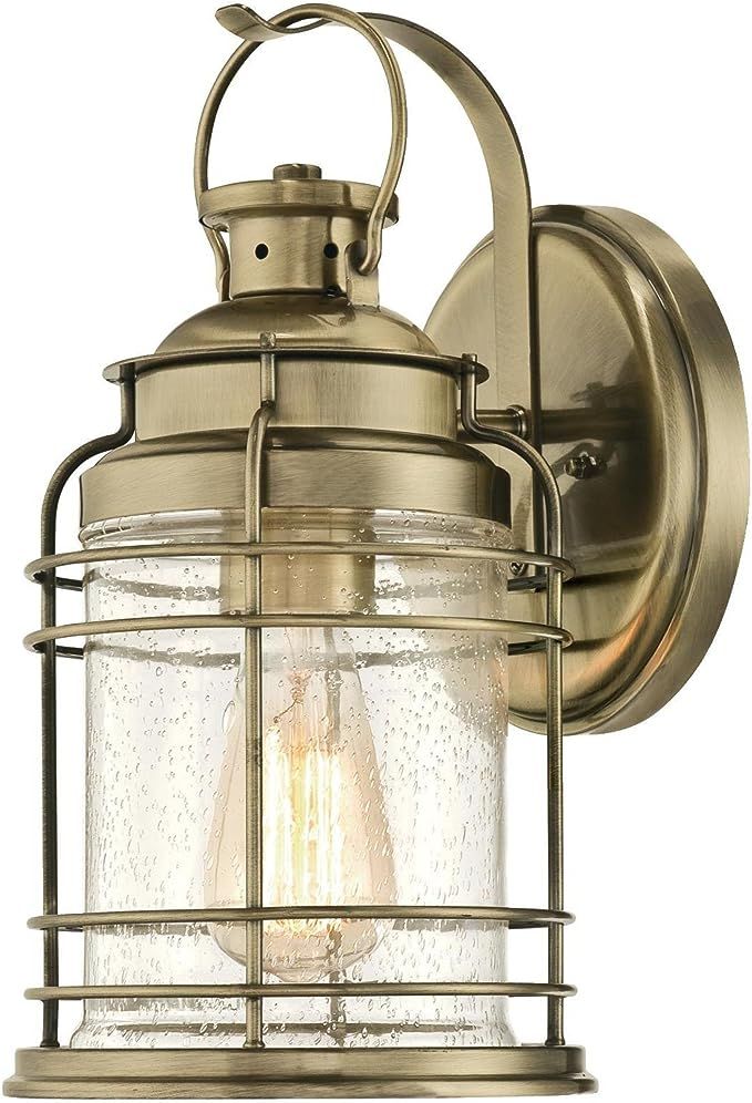 Westinghouse Lighting 6335200 Kellen One-Light Outdoor Wall Fixture, Antique Brass Finish with Cl... | Amazon (US)