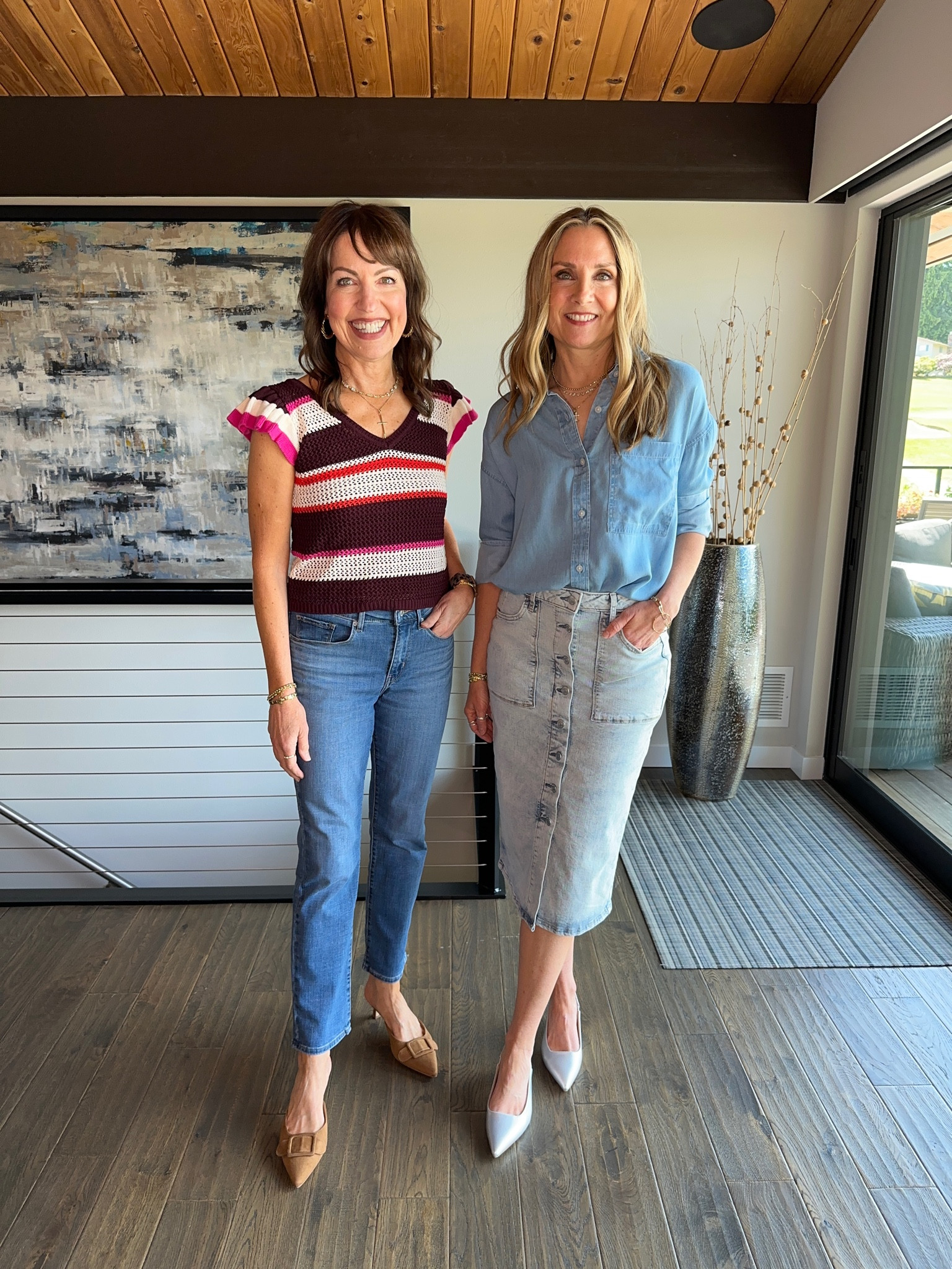 Teacher outfit inspo from Kohl’s! Denim midi skirt, denim shirt, crochet top, Levi’s wedgie jeans, kitten heel sandal. Work outfit, fall transition, back to school, office outfit 

#LTKOver40 #LTKFindsUnder50 #LTKBacktoSchool