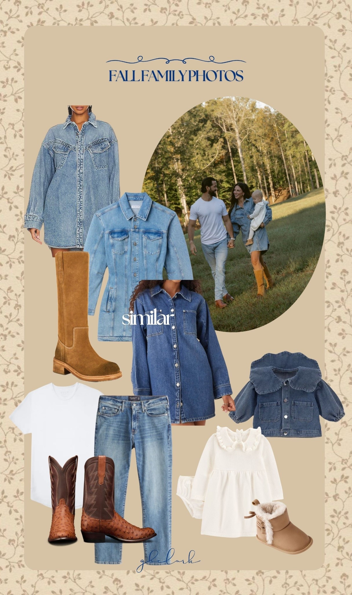 Fall family photos!! 🍁👢 Similar affordable options for my denim dress linked, husband and baby outfits exact! 



#LTKSeasonal #LTKFamily #LTKHoliday