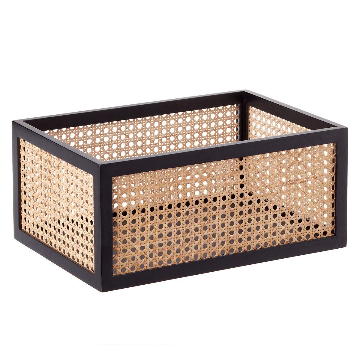 The Container Store Artisan Rattan Cane Bin Black | The Container Store