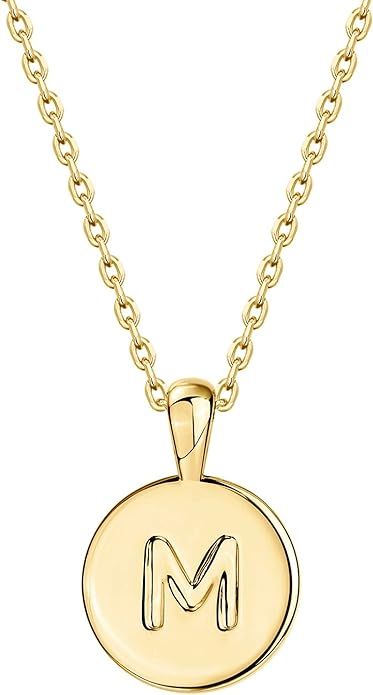 PAVOI 14K Gold Plated Initial Letter Pendant Necklace for Women | Gold Alphabetical Initial Neckl... | Amazon (US)