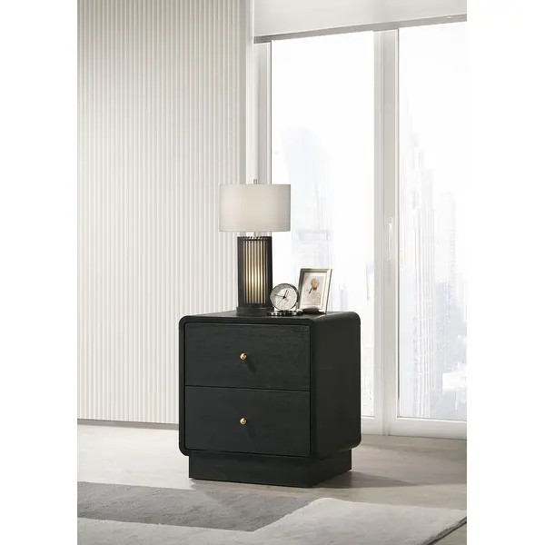 Cavelle 2-drawer Nightstand Bedside Table Black | Bed Bath & Beyond