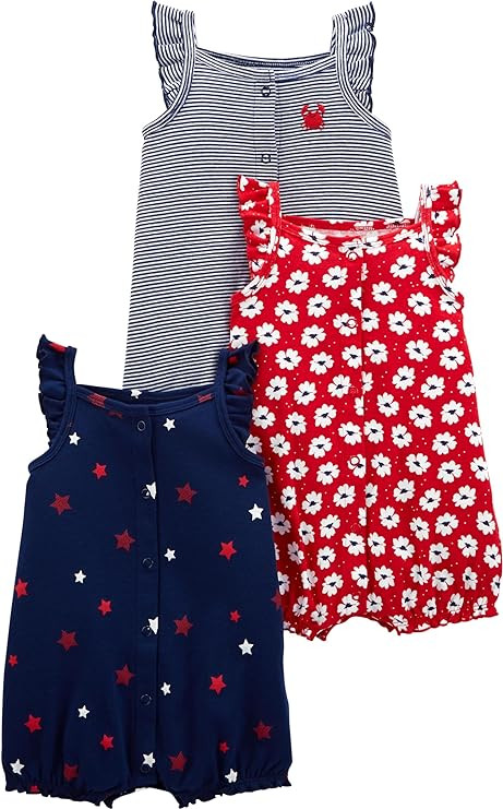 Amazon.com: Simple Joys by Carter's Baby Girls' 3-Pack Snap-up Rompers: Clothing, Shoes & Jewelry | Amazon (US)