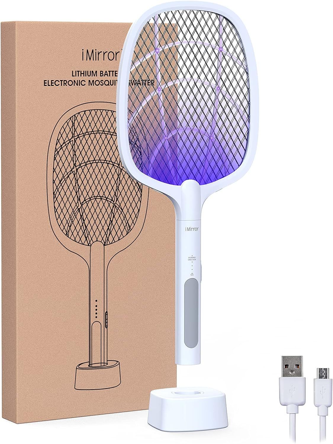 imirror Bug Zapper Racket, 2 in 1 Rechargeable Electric Fly Swatter, Mosquito Swatter for Indoor ... | Amazon (US)