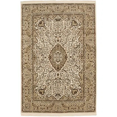 Cream/Brown/Khaki Traditional 6'5" x 9'7" Indo Kerman Oriental Area Rug | Wayfair North America