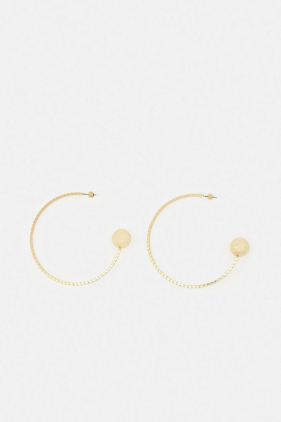 Gold Plated Detailed Large Hoop Earrings | Karen Millen US