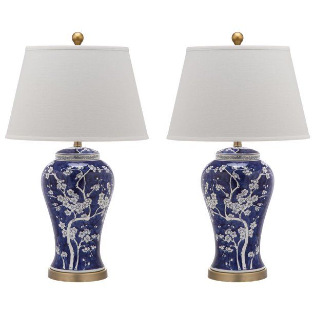 Safavieh Spring 29-Inch H Blossom Table Lamp - Set Of 2-Color:Navy blue,Finish:Gold,Quantity:Set ... | Walmart (US)
