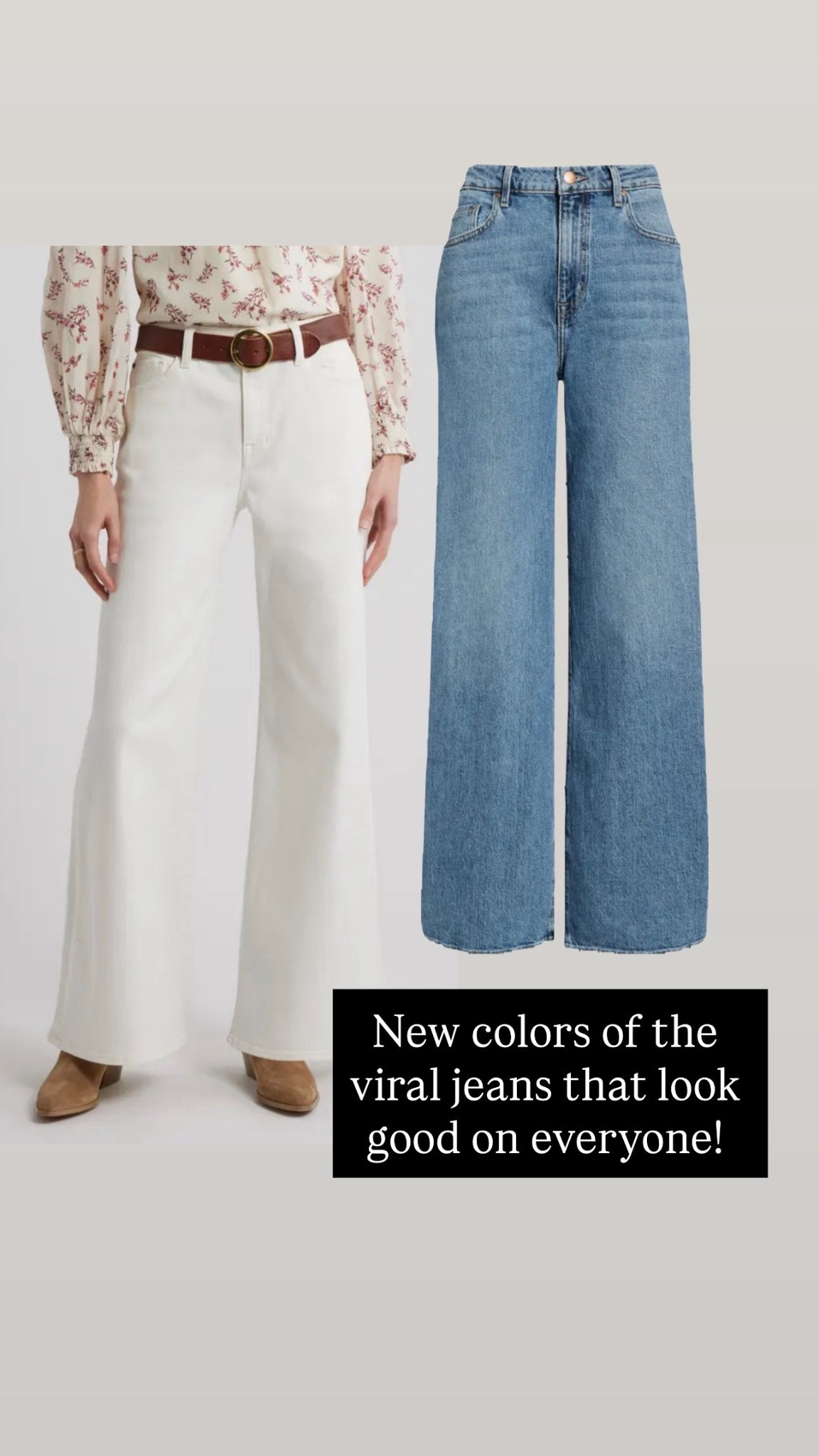 Our favorite jeans are available in cream and light blue!