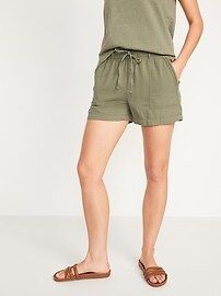 High-Waisted Textured Twill Shorts for Women -- 4-inch inseam | Old Navy (US)