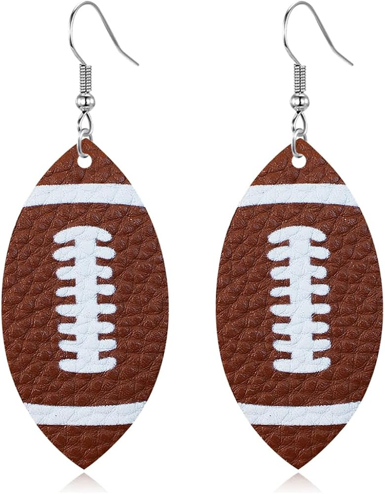 CHUNYANAN Unique Fashion Sequined Leather Football Dangle Drop Earrings for Women Sparkly Charm T... | Amazon (US)