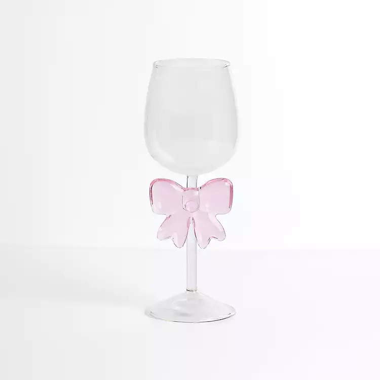 Pink Bow Wine Glass | Kirklands