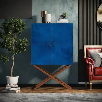 Elegant Four-Door Storage Cabinet with Pine Top | Wayfair North America