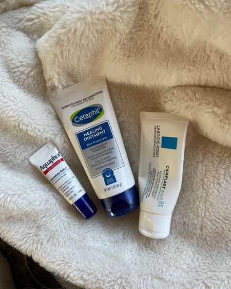 The products I’ve been using that have helped to clear up my eczema flare up (in combination with hydrocortisone cream). I put the hydrocortisone on then a thin layer of the cicaplast cream topped with a thick layer of aquaphor followed by a thick layer of cetaphil 3 times a day 

#LTKbeauty #LTKSeasonal