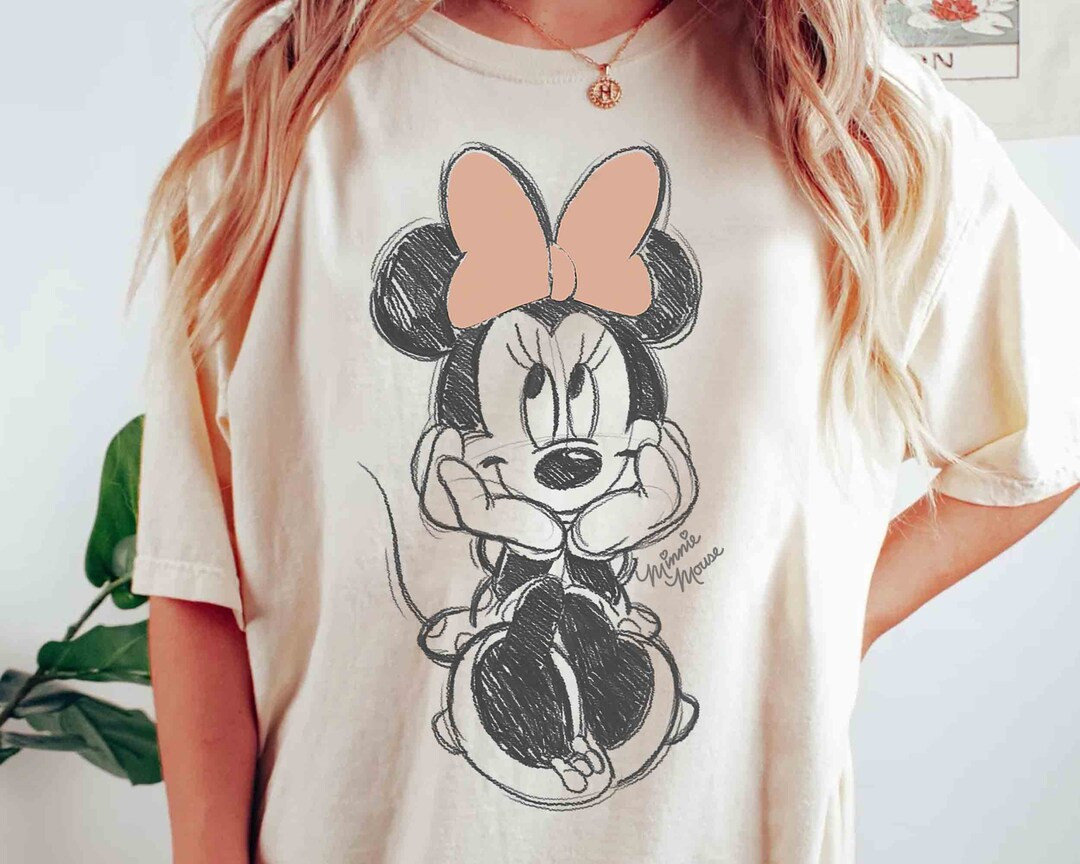 Disney Minnie Mouse Classic Sketch Cute Vintage Portrait T-shirt, Mickey and Friends Tee, WDW Mag... | Etsy (US)