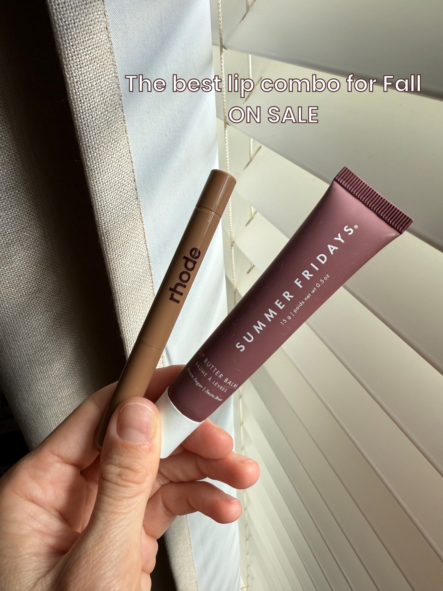 The best lip combo for fall is on sale right now!
Rhode - shade Press 
Summer Fridays - shade Brown Sugar

#LTKBeauty #LTKSaleAlert #LTKGiftGuide