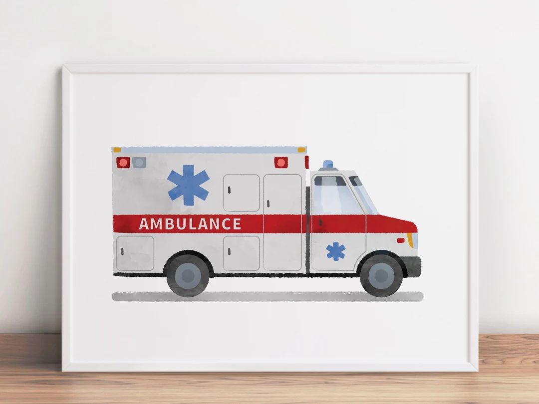Ambulance Print, Police Theme Decor, Boys Printable Wall Art, Toddler Wall Art, Automotive Printa... | Etsy (US)