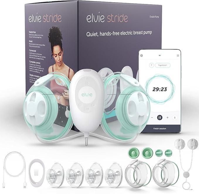 Elvie Stride Hospital-Grade, App-Controlled Breast Pump - Hands-Free, Wearable, Ultra-Quiet & Ele... | Amazon (US)