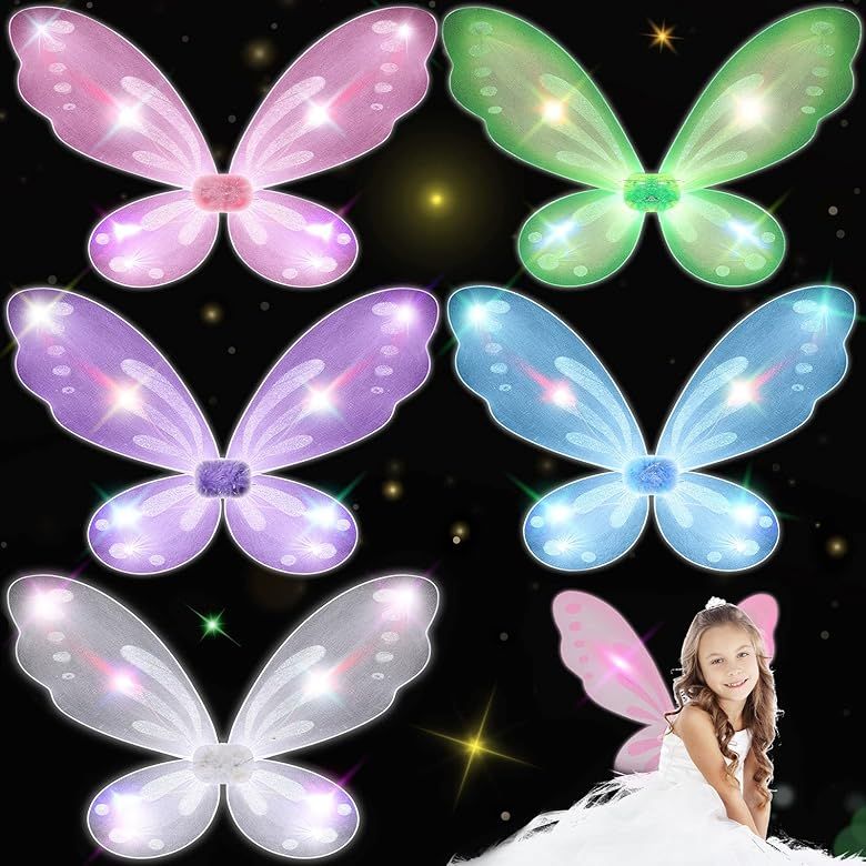 Kasyat 5 Pcs Princess Fairy Wings Butterfly Wings Princess Fairy Costume Princess Party Favor Sparkl | Amazon (US)