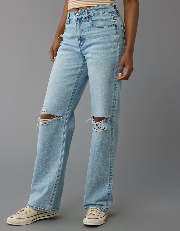 AE Strigid Ripped High-Waisted Stovepipe Jean | American Eagle Outfitters (US & CA)