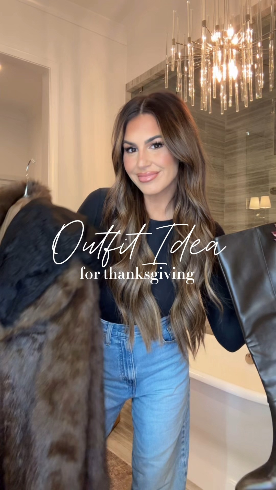 another easy and chic outfit idea for the holiday season ✨🖤 use my code Hollie35 for these pieces from vici!

wearing a size 27 in jeans and small in the rest 🫶🏼 

 #LTKHoliday #LTKSeasonal #LTKStyleTip