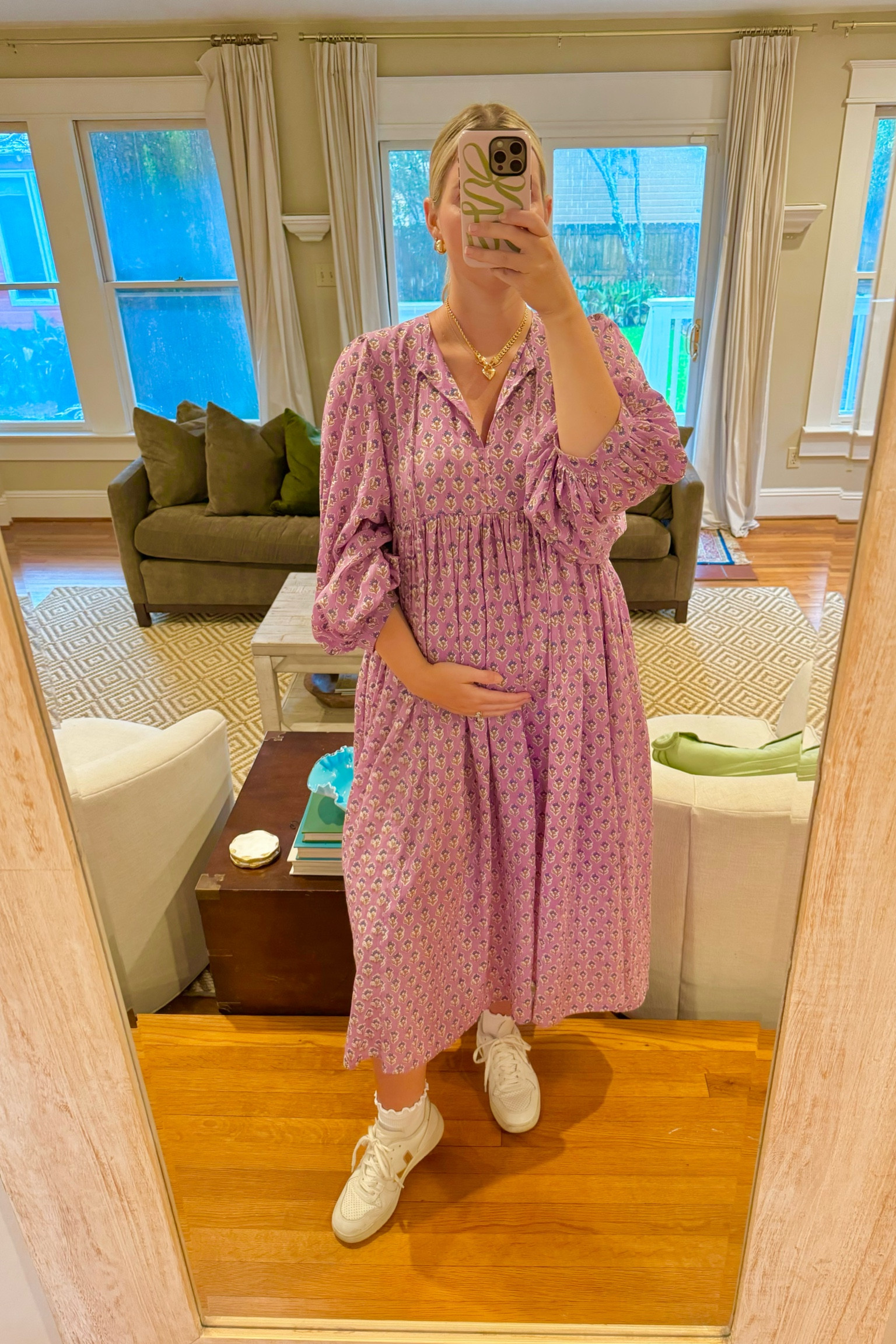 Another great Etsy find for under $60! Paired with the cutest little ruffle socks and a gold chain necklace I lucked across at TJ Maxx. I couldn’t link the exact necklace, but I linked similar heart necklaces I love! 