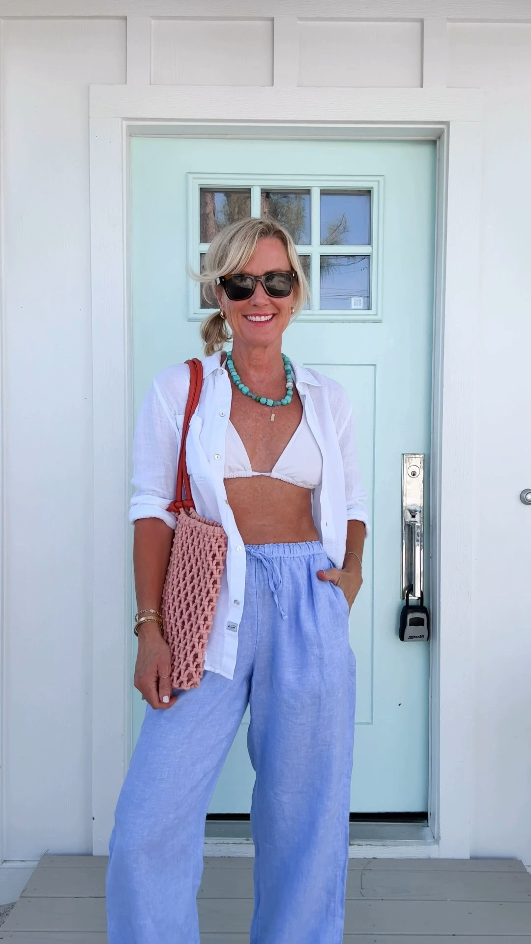 Loving this beach day look! 
Top: Small
Swim: Small
Pants: XS

#LTKootd #LTKOver40 #LTKSeasonal