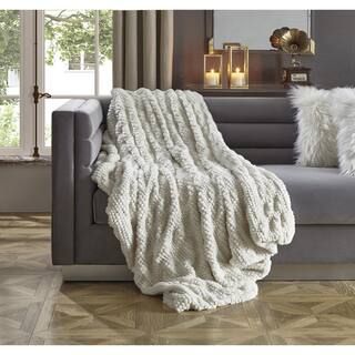 COZY TYME Adina Ivory Extra Soft, Silk Touch Acrylic 50 in. x 60 in. Throw Blanket T391-30IV-HD -... | The Home Depot