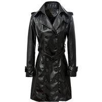 New Womens Genuine Leather Pure Soft Pu Long Overcoat Trench Coat Jacket | Women's Real | Etsy (US)