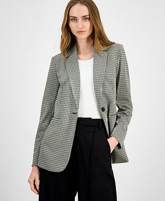Women's Plaid One-Button Notch-Collar Jacket, Macy's Exclusive | Macy's