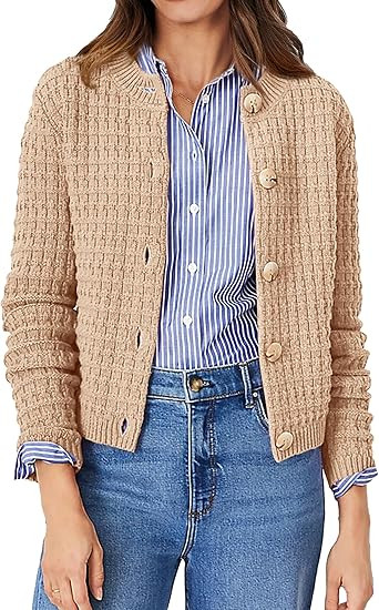 PRETTYGARDEN Women's Knit Cardigan Sweaters Casual Long Sleeve Open Front Button Down Trendy Jack... | Amazon (US)