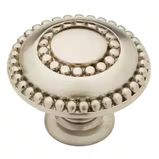 Liberty Double Beaded 1-3/8 in. (35mm) Satin Nickel Round Cabinet Knob PBF808C-SN-C - The Home De... | The Home Depot