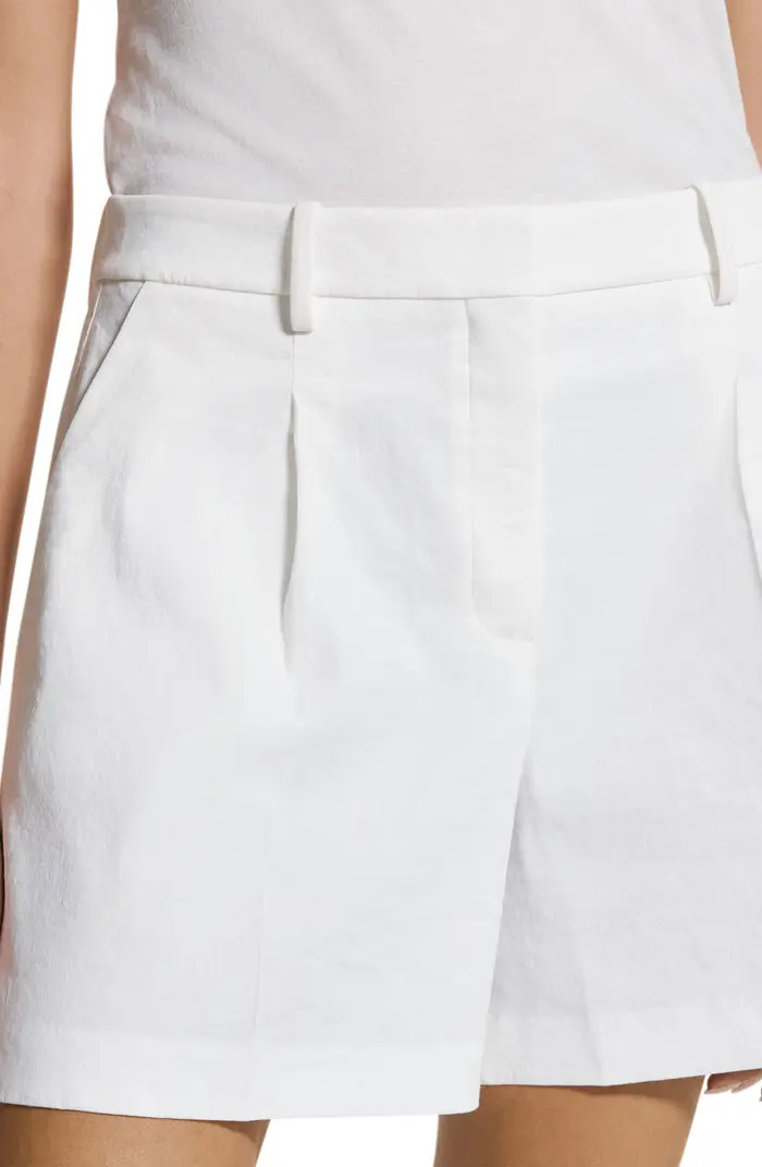 Pleated Stretch Linen Blend Shorts | Nordstrom
