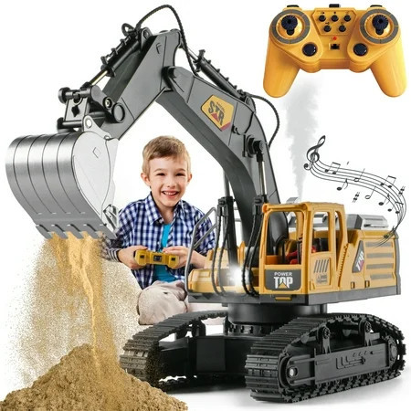 Remote Control Excavator for Kids,2.4GHz 14 Channel RC Digger with Lights & Sound,680° Rotating Sand Digging Construction Vehicle Toy,for Age 3+ Boys Girls | Walmart (US)
