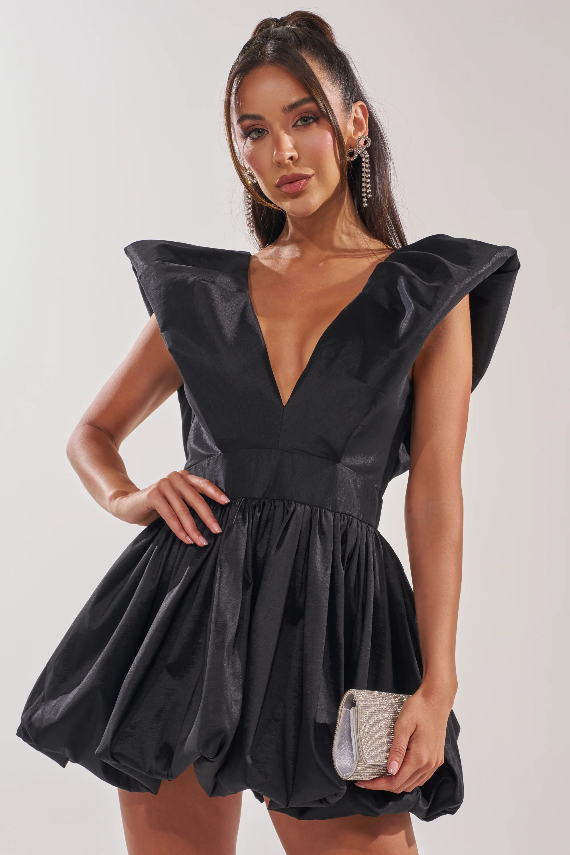 ONCE UPON A DREAM WOVEN MINI DRESS IN BLACK | AKIRA