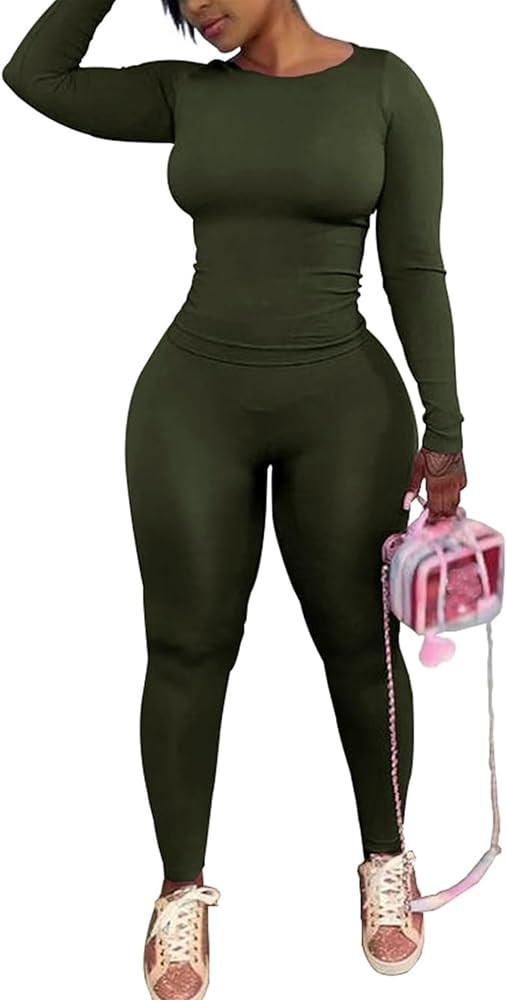 chicyes Women's 2 Piece Matching Lounge Sets Workout Long Sleeve Tops Legging Pants Casual Fall T... | Amazon (US)
