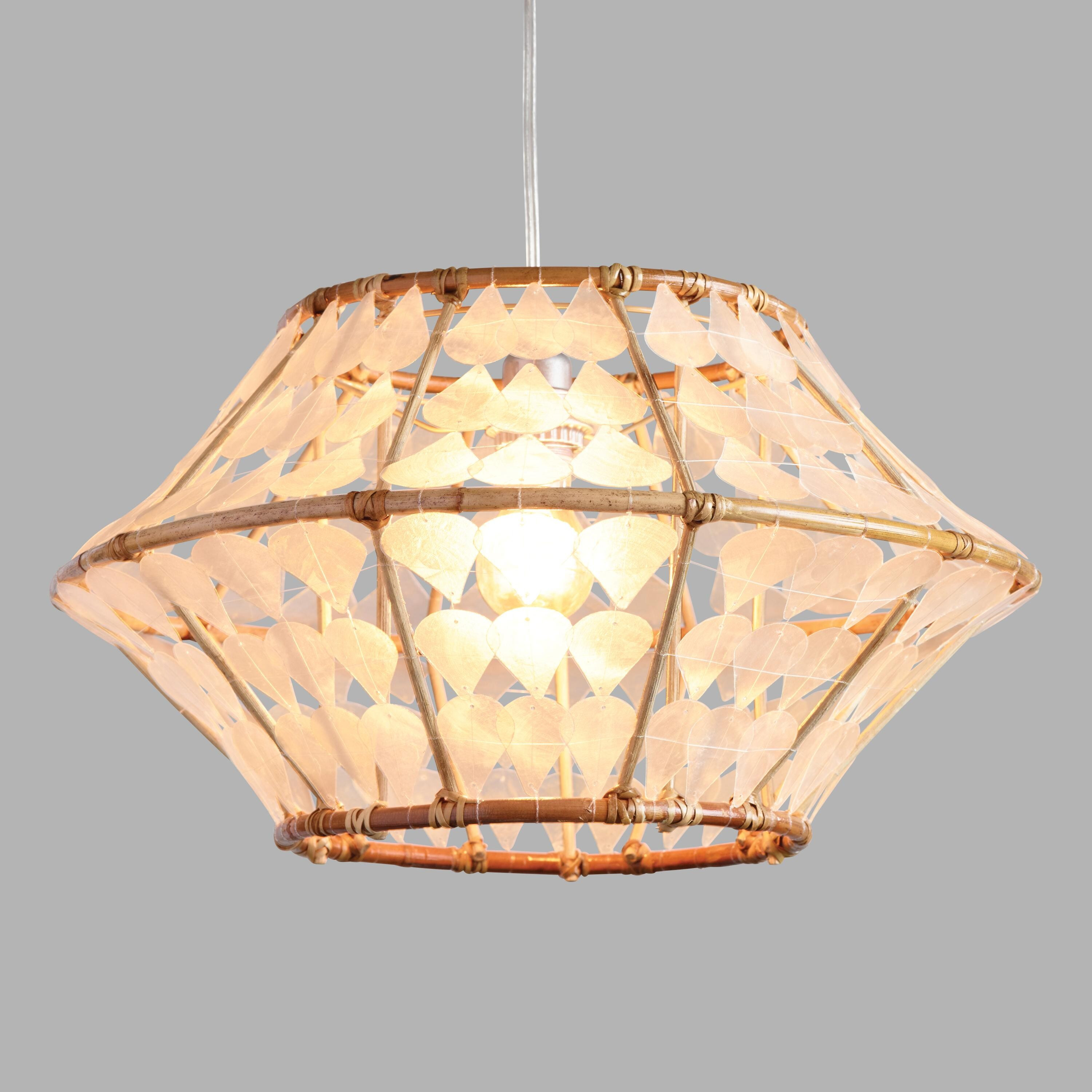 White Capiz and Rattan Samar Pendant Shade | World Market