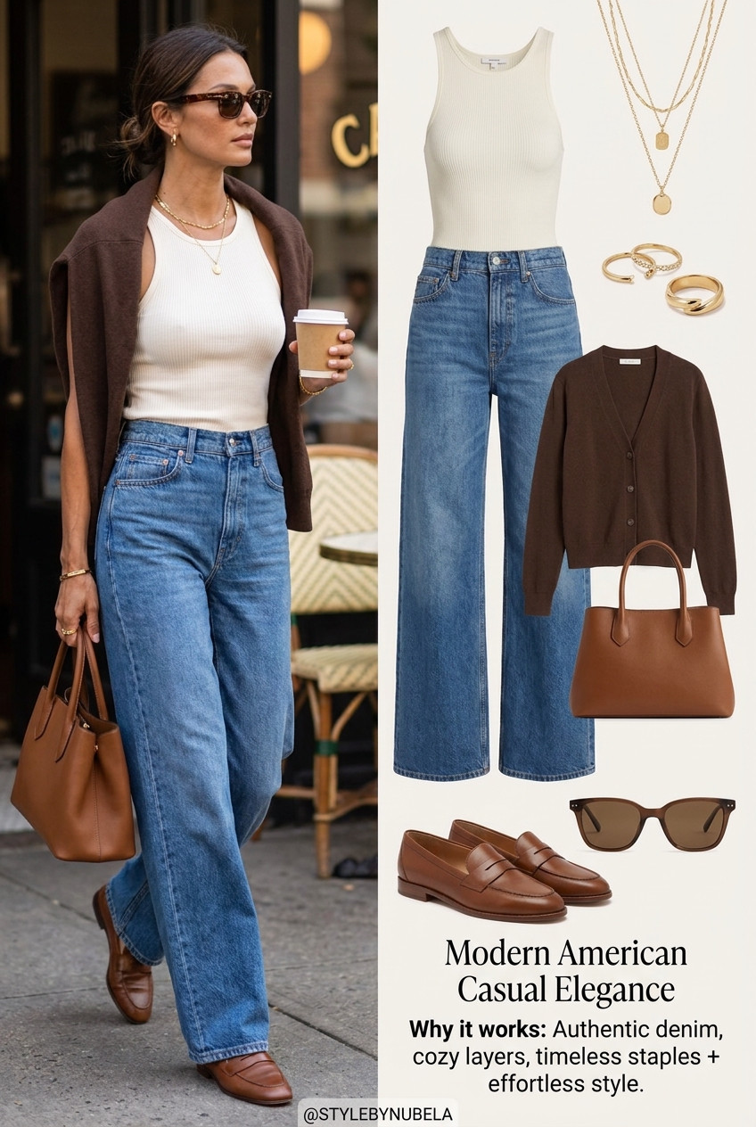 Denim and Cardigan Fall Outfit: Fall  Outfits Women, Teacher outfit, Summer/ Fall outfit style over 40, business casual outfits, Smart Casual Work outfits 

 #LTKSummer #LTKVacation 
#LTKPlusSize #LTKTall
#LTKPetite #LTKBump
#LTKmomlife #LTKOver40
#LTKMidsize #LTKvlog
#LTKgrwm #LTKootd
#LTKdayinmylife
#LTKSaleAlert 
#LTKSeasonal #LTKmomlife

Fall outfit, Winter outfit, Fall fashion, Winter style, Cozy style, Sweater weather, Neutral outfit, Everyday style, Casual chic, Layered outfit, Fall capsule wardrobe, Elevated basics, Knit sweater, Oversized cardigan, Leather jacket outfit, Trench coat outfit, Wide-leg jeans, Straight-leg denim, Faux leather leggings, Knee-high boots, Ankle boots, Loafers, Coffee run outfit, Date night outfit, Mom style, Affordable fashion, Amazon fashion, Walmart fashion, Target style, Quiet luxury, Old money aesthetic, Chic style, Timeless fashion, Classic wardrobe, Effortless style, Fall wardrobe, Winter wardrobe

#LTKStyle, #LTKFashion, #LTKFinds, #LTKSeasonal, #FallFashion, #WinterStyle, #FallOutfit, #WinterOutfit, #FallStyle, #CozyStyle, #SweaterWeather, #NeutralStyle, #CapsuleWardrobe, #EverydayStyle, #CasualChic, #LayeringSeason, #BootSeason, #DenimStyle, #EffortlessStyle, #FashionInspo, #OOTD, #StyleInspiration, #ChicStyle, #AffordableFashion, #AmazonFashion, #TargetStyle, #WalmartFashion, #FallWardrobe, #WinterWardrobe, #CozyVibes

#LTKWorkwear #LTKTravel #LTKxMadewell