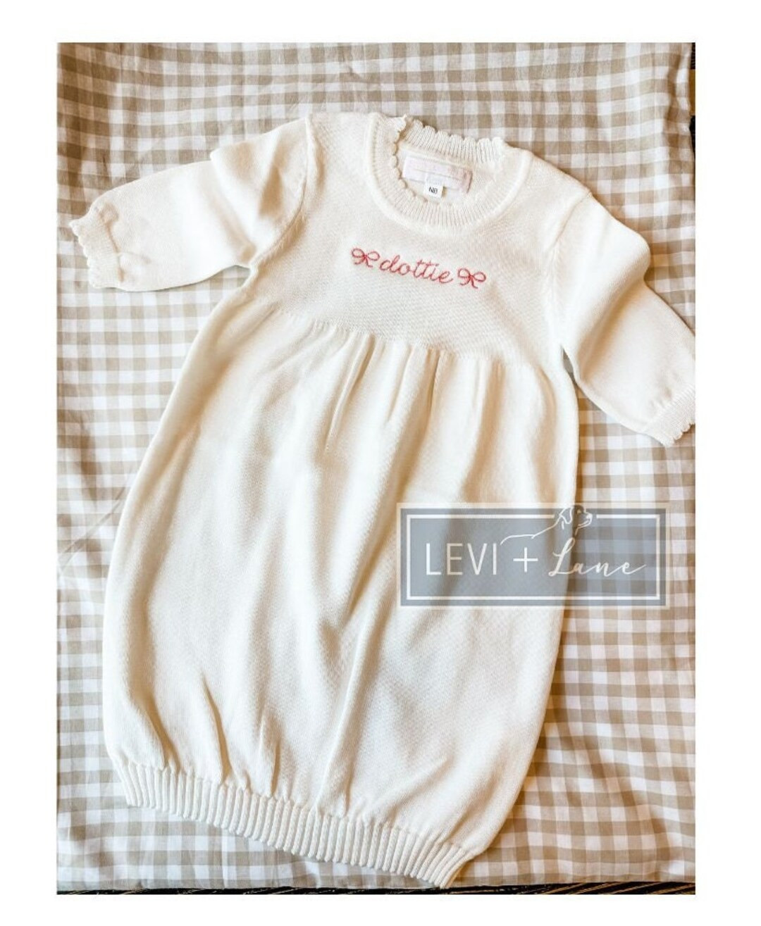 Monogram Knit Newborn Girl Gown, Embroidered Baby Gown, Baby Gift, Newborn Gift, Custom Baby Gown... | Etsy (US)