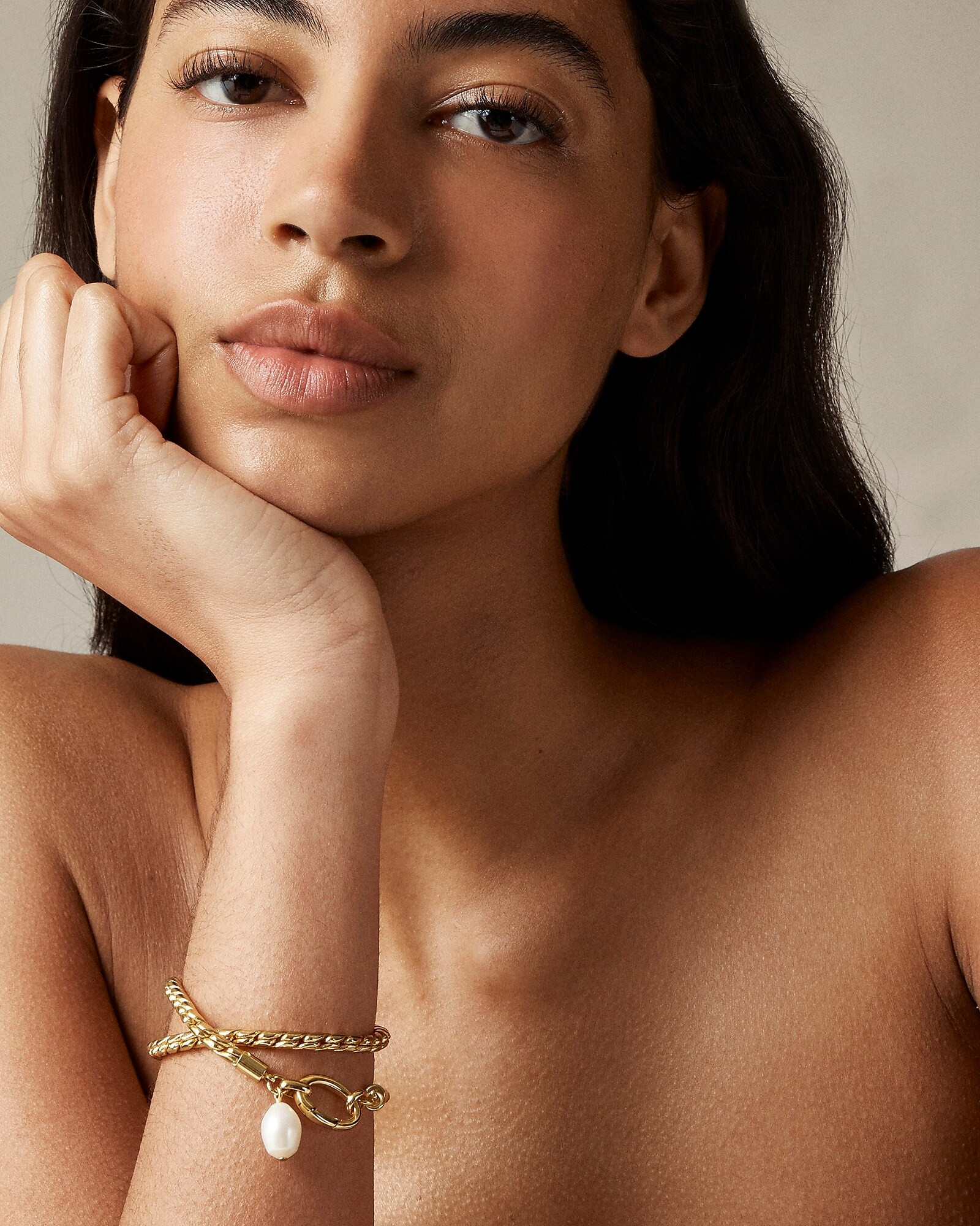 Layered rope-chain bracelet with freshwater pearls | J. Crew US