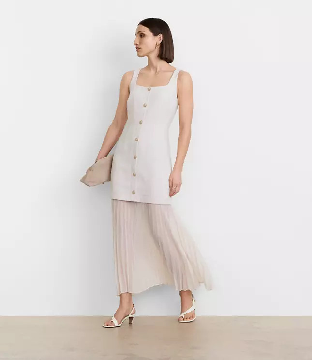 Petite LOFT Versa Crepe Drape Mixed Media Maxi Dress | LOFT