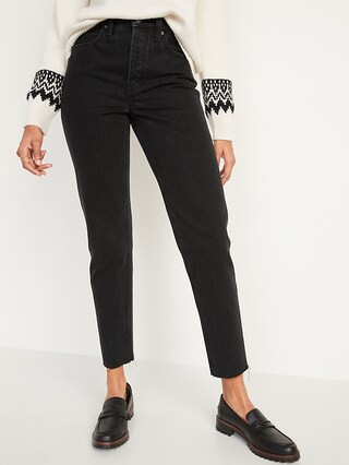 Extra High Waisted Button-Fly Sky Hi Straight Cut-Off Jeans for Women | Old Navy (US)