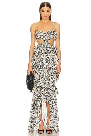 x REVOLVE Abby Gown in Black & Ivory | Black And White Dress Outfit | White And Black Dress Outfit  | Revolve Clothing (Global)