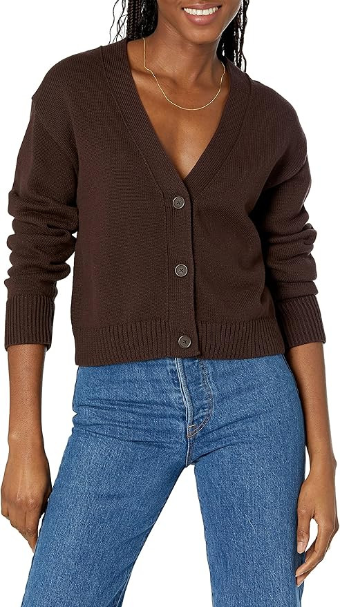 Amazon Essentials Women's Relaxed Fit V-Neck Cropped Cardigan | Amazon (US)