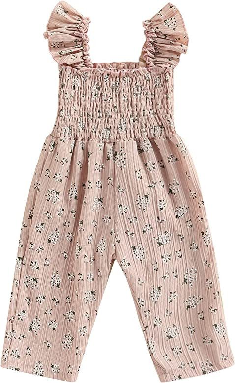 Toddler Baby Girl Clothes Self Tie Sleeveless Romper Heart Shape Print Short Jumpsuit Summer Outf... | Amazon (US)