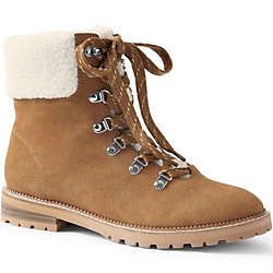 Women's Cozy Lugged Lace Up Boots | Lands' End (US)