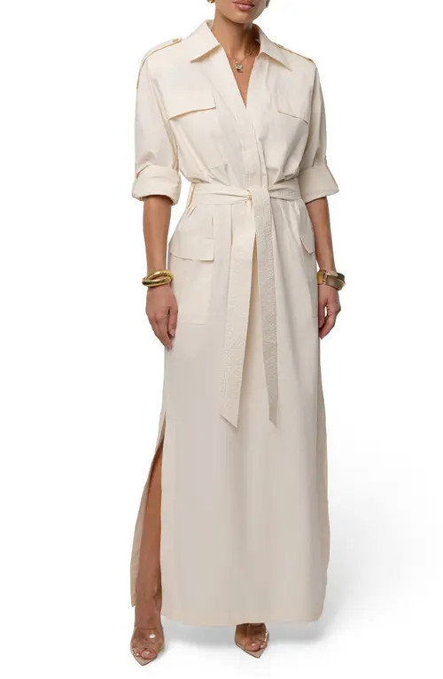 JLUXLABEL Harbor Shore Maxi Shirtdress in Cream at Nordstrom, Size Small | Nordstrom