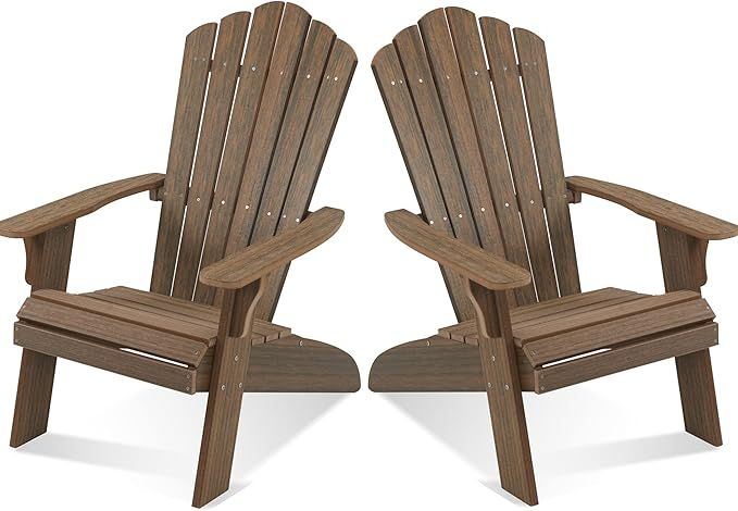 Adirondack Chair Set of 2, Outdoor Oversized Patio Chair Poly Lumber Weather Resistant & Durable ... | Amazon (US)